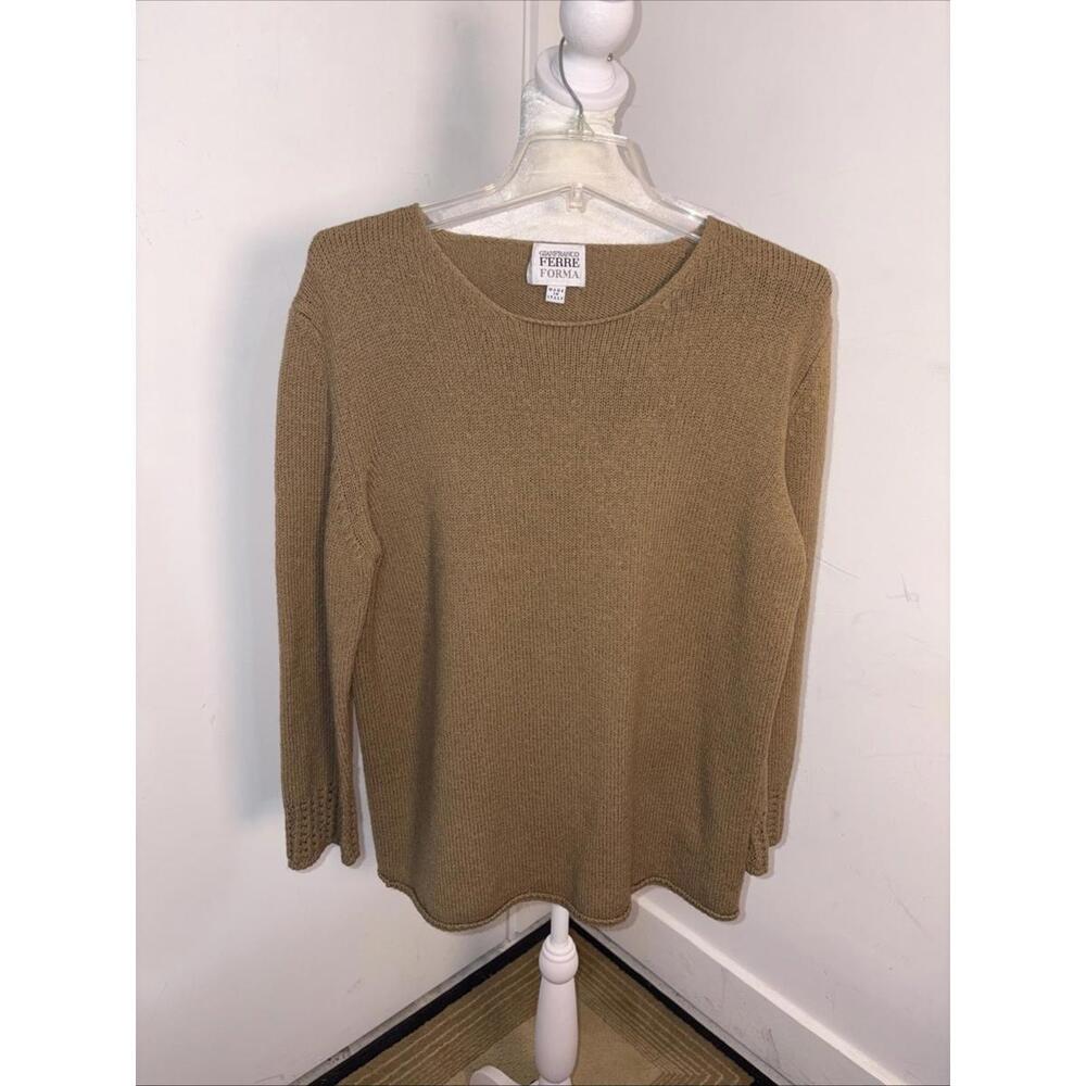 Gianfranco‎ Ferré Forma Sweater Camel Virgin Wool & Mink Vintage Made in Italy L